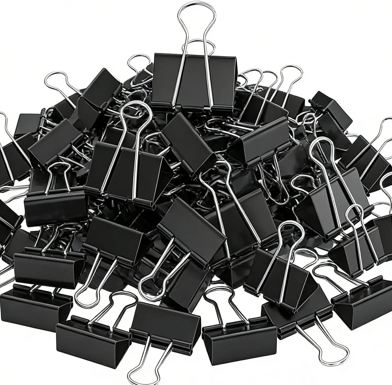 200 Count Binder Clips Assorted Sizes, 4 Sizes Large, Medium, Small, Mini, Metal Paper Clamps, Bulk Black Clips Office Supplies (1 1/4", 1", 3/4", 1/2 Inch)