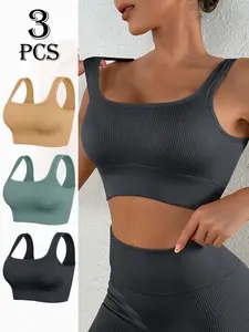 Women's Sports Bra Set, Full Coverage Buckleless Design, Medium Support Athletic Fitted Yoga Top, Ideal Gym & Fitness Wear