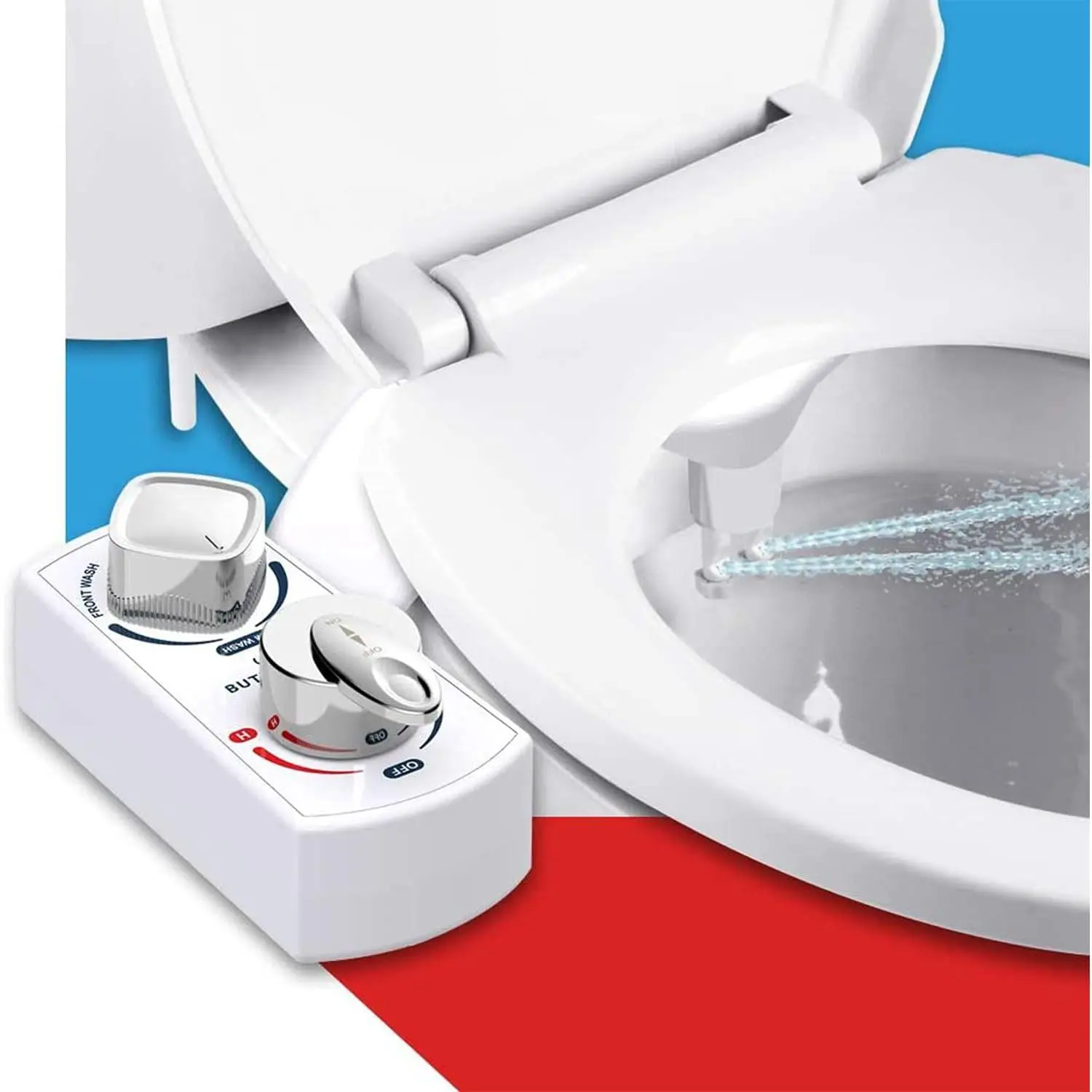 BUDDY  - Bidet Toilet Seat Attachment & Fresh Water Sprayer (Cool & Warm Temperature Control | Easy Setup, Universal Fit, Non-Electric | Dual-Nozzle Cleang, Adjustable , Female Wash)