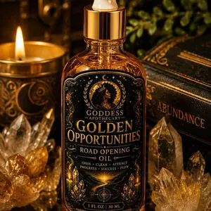 Goddess Apothecary Road Opening Golden Opportunities Scented Oil - Unisex Lightweight Health Blend for Stress Relief, Solar Plexus Aromatherapy Essential Oil Therapeutic Intention & Abundance Solution