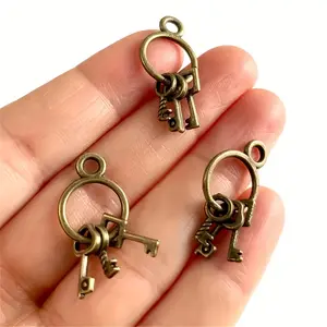 5 Piece Miniature Keychain Set, 13mm Alloy Hanging Pieces, 1:6 Scale Detailed Key Design with Rings and Screws, Perfect for DIY Crafts and Collections