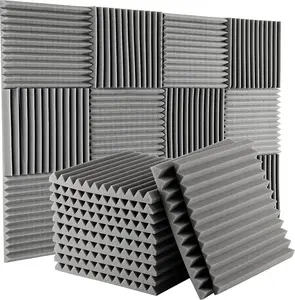 Acoustic Foam Wall Panels 12-96 Pack 12"x12"x1" Noise-Proofing Insulation Foam Gray - Better Noise Reduction, Easy to Install, Unique Decoration, Gray