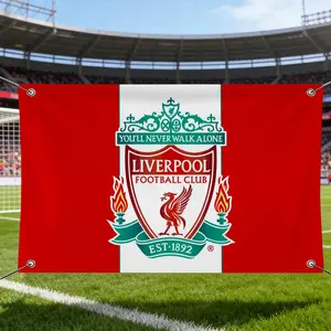 Famous Team L-Liverpool Logo Flags Sports Team Logo Banner Flag – HD Premium Knit Polyester | Fade-Resistant Vivid Print | Lightweight Durable Wall Tapestry for Football, Basketball, Soccer Fans Room Decor, Game Day Party & Events, Wall Hanging Tapestry