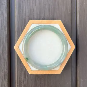 25075-RM Certified Untreated Grade A Jade Bracelet｜Princess Round 56.8mm (Burmese Jadeite Bangle, Icy Dark Green)