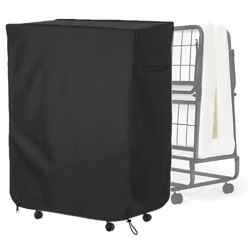 1pc Portable Collapsible Bed Cover, Outdoor Patio Bed Cover, For Universal Rollaway Folding Beds, Furniture Covers in Black, Dustproof Design, Dustproof Cover