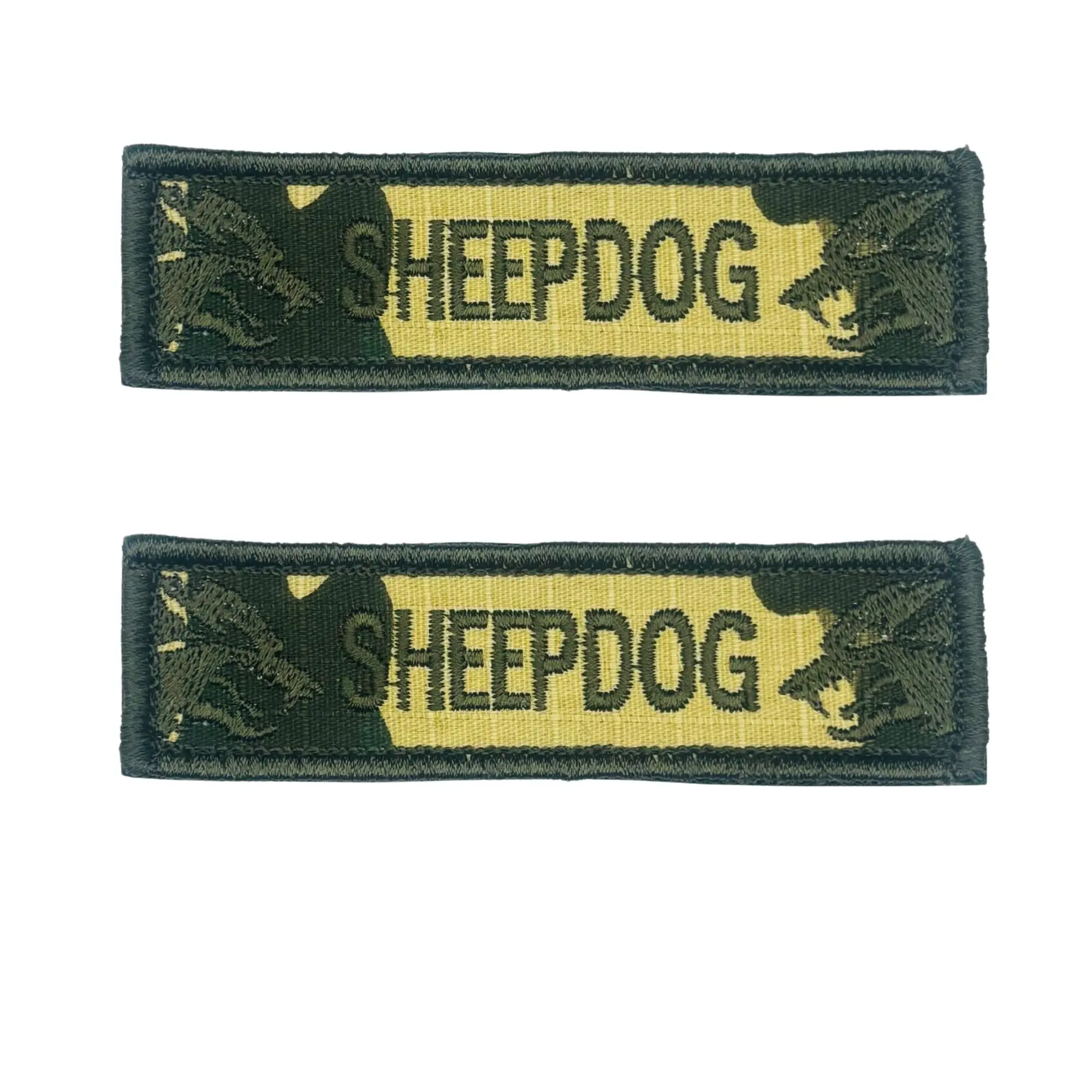 2PC Camo Sheepdog Tab 4x1 Inch Hook Fastener Patch for Uniforms, Clothing, Costumes, and More