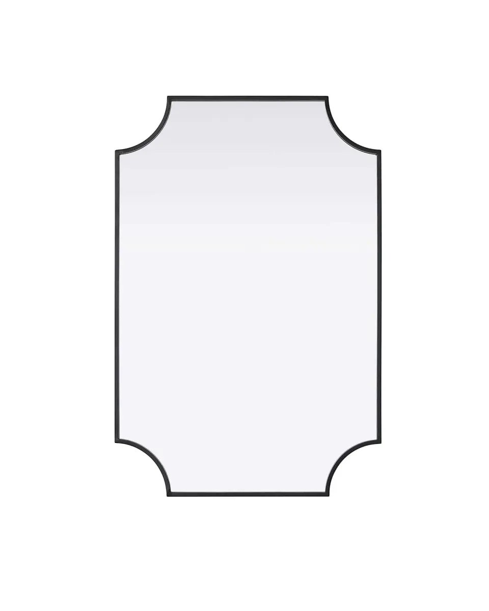 Elegant Kitchen & Bath MR3D2436BLK 24 x 36 in. Rectangle Notched Metal Mirror, Black