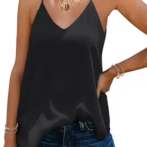 Women's Chiffon Cami Tank Tops for Women Loose Fit V Neck Flowy Spaghetti Strap Camisole Summer Casual Sleeveless Shirts