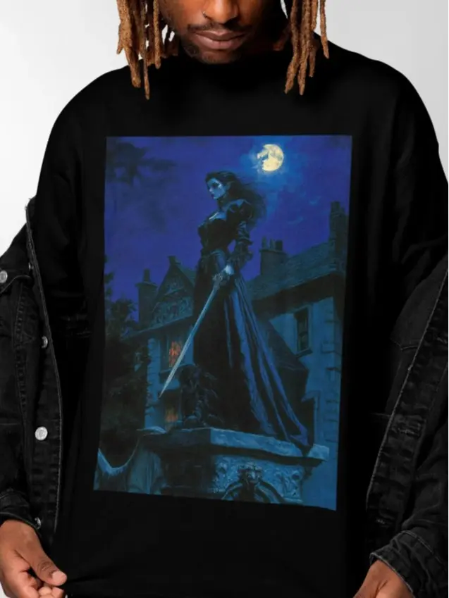 Gothic Vamprie Woman Shirt | Dark Goth Dracula Lady T Shirt | Devil Female Gothic Night Tee