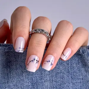 Floral Vines Press On Nails | CurvLife Nail | 24pcs Medium Square Fake Nails | Glossy Finish with Graceful Shine & Subtle Floral Details | Easy to Apply, Comfortable & Long-Lasting | Ideal for Commutes, Business Meetings, Banquets & Formal Events