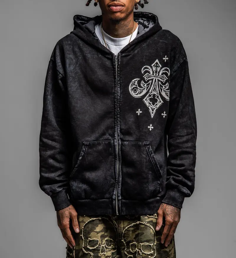 grunge y2k outfits men zip up hoodie - TikTok Shop