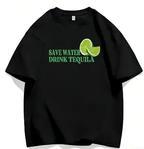 Hilarious 'Save Water Drink Tequila' Lime T-Shirt, Funny Cinco de Mayo Graphic Tee, Soft 100% Cotton, Perfect Gift for Tequila Lovers