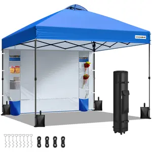 VIVOHOME 10x10ft Pop Up Canopy Tent with Sidewall and 6 Pockets, One Push Setup Outdoor Portable Shelter Tent Heavy Duty with Wheel Carry Bag and 4 Sandbags