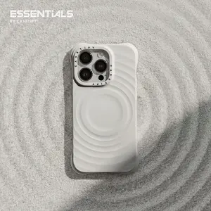 CASETiFY Ripple Case iPhone 16/15/14 Series Magsafe Compatible Silicone Phone Case- Black/White