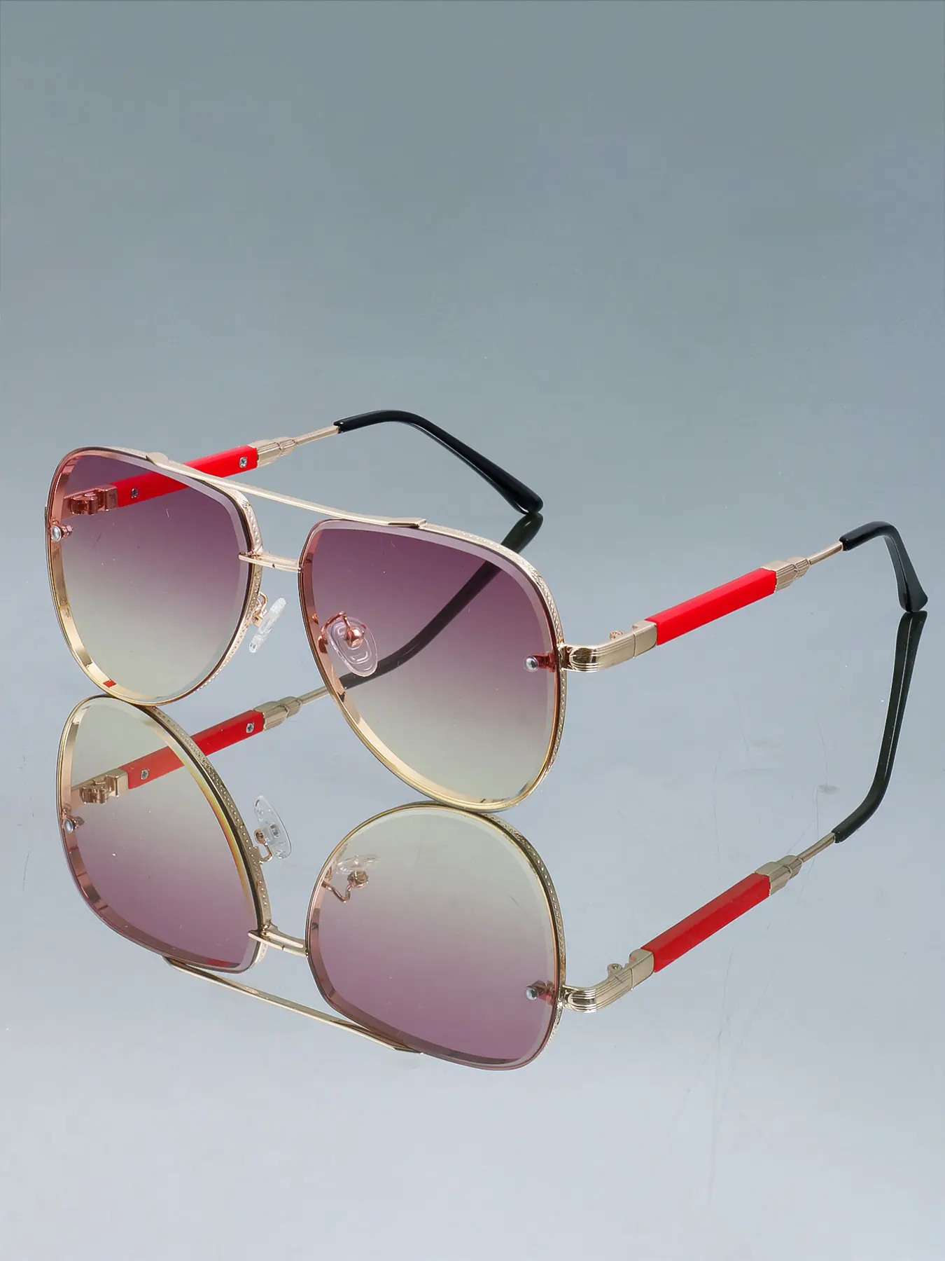 Metal Frame Oval Retro Glasses, Everyday, , , Pr Clear Lens Glasses Vintage Round Oval Metal Frame UV400 Gold  main image 3