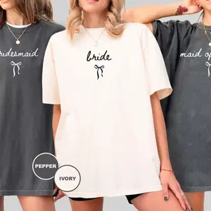 Maid of Honor & Bridesmaid Comfort Colors Shirt, Wedding Gift, Coquette Bow Bride Tee, Custom Bachelorette Party Gift, Bridal Party T-shirts - Lauriel Designs