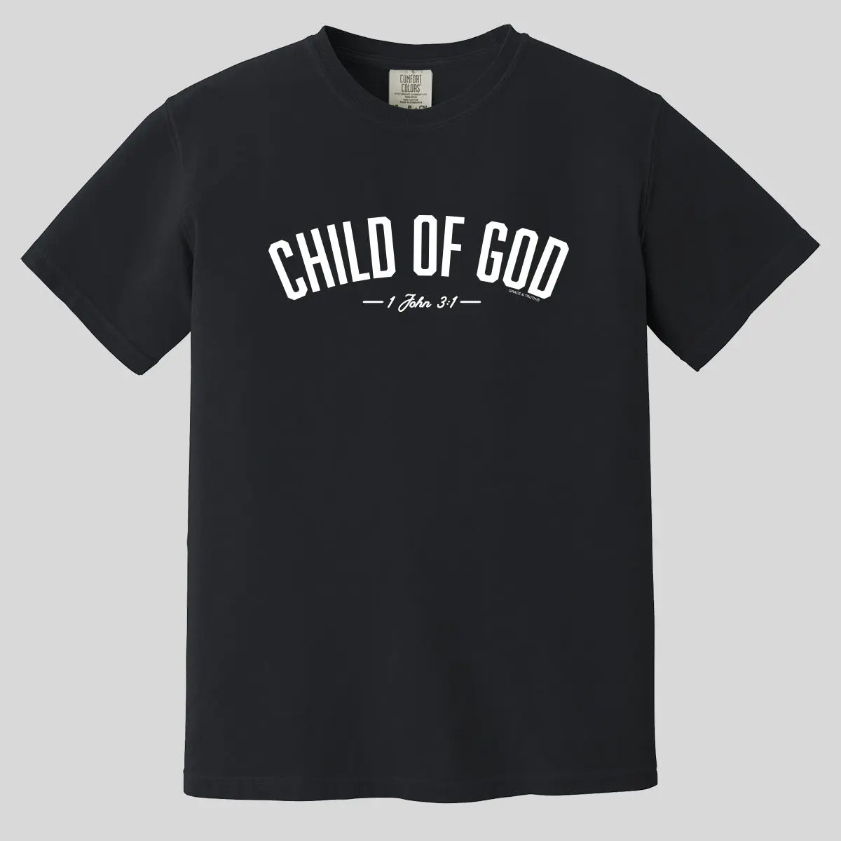 Women's "Child of God" Christian Graphic T-Shirt - Black, 100% Ring-Spun Cotton, Casual Style, Short Sleeves, Letters, All Seasons, Comfort Colors, Round Neck, Relaxed Fit, Faith-Based Church Outfit, Christian Clothing, Fabric