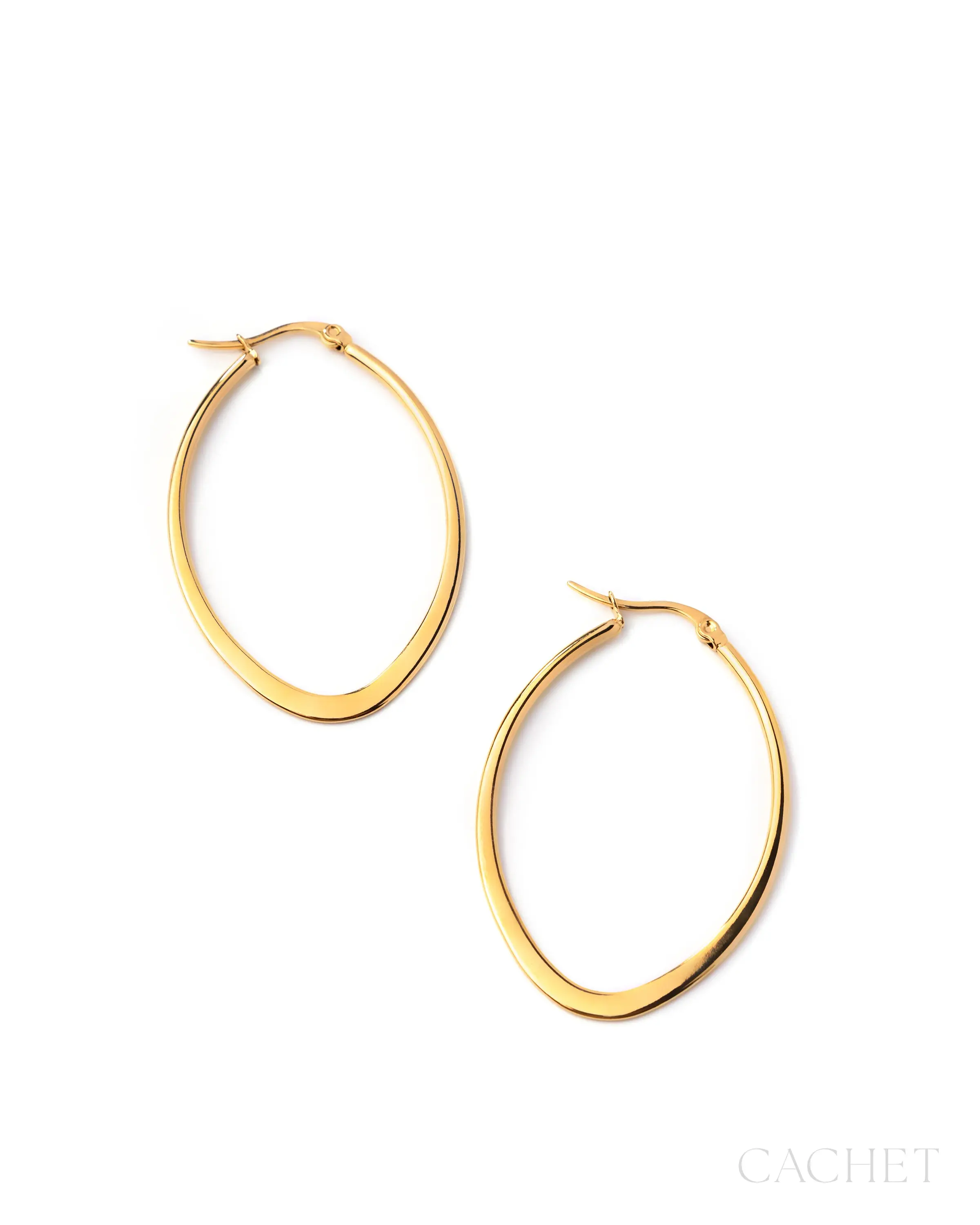 Ovate - 18K Gold Plated Latch Back Earrings - Cachet