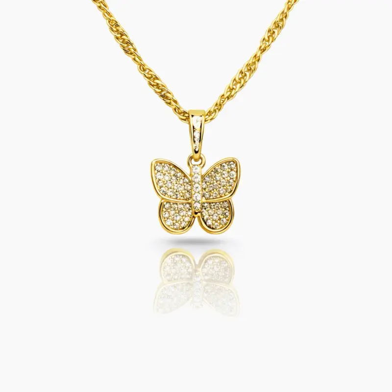 Butterfly Singapore chain 17 inches gold plated 14 k