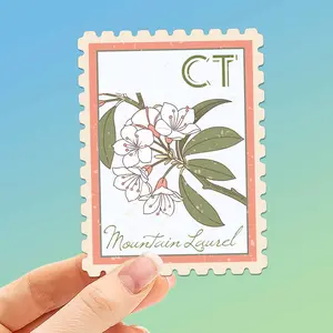 Connecticut State Flower Mountain Laurel Sticker - CT Vintage Stamp Decal