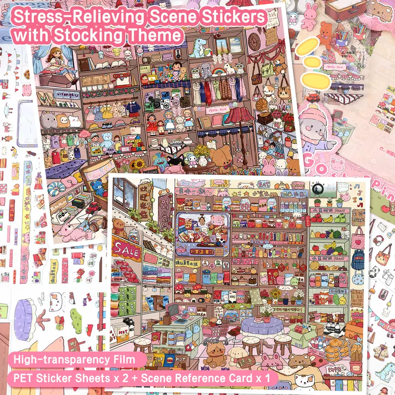 Stocking Theme Scene Stickers, Large-Size DIY Guided Placement Set, Landscape Stickers, Scene Crafting Stress-Relief Art Supplies