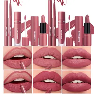 Matte lipstick suit, durable color rendering waterproof, lipstick, lipliner three piece lipstick suit