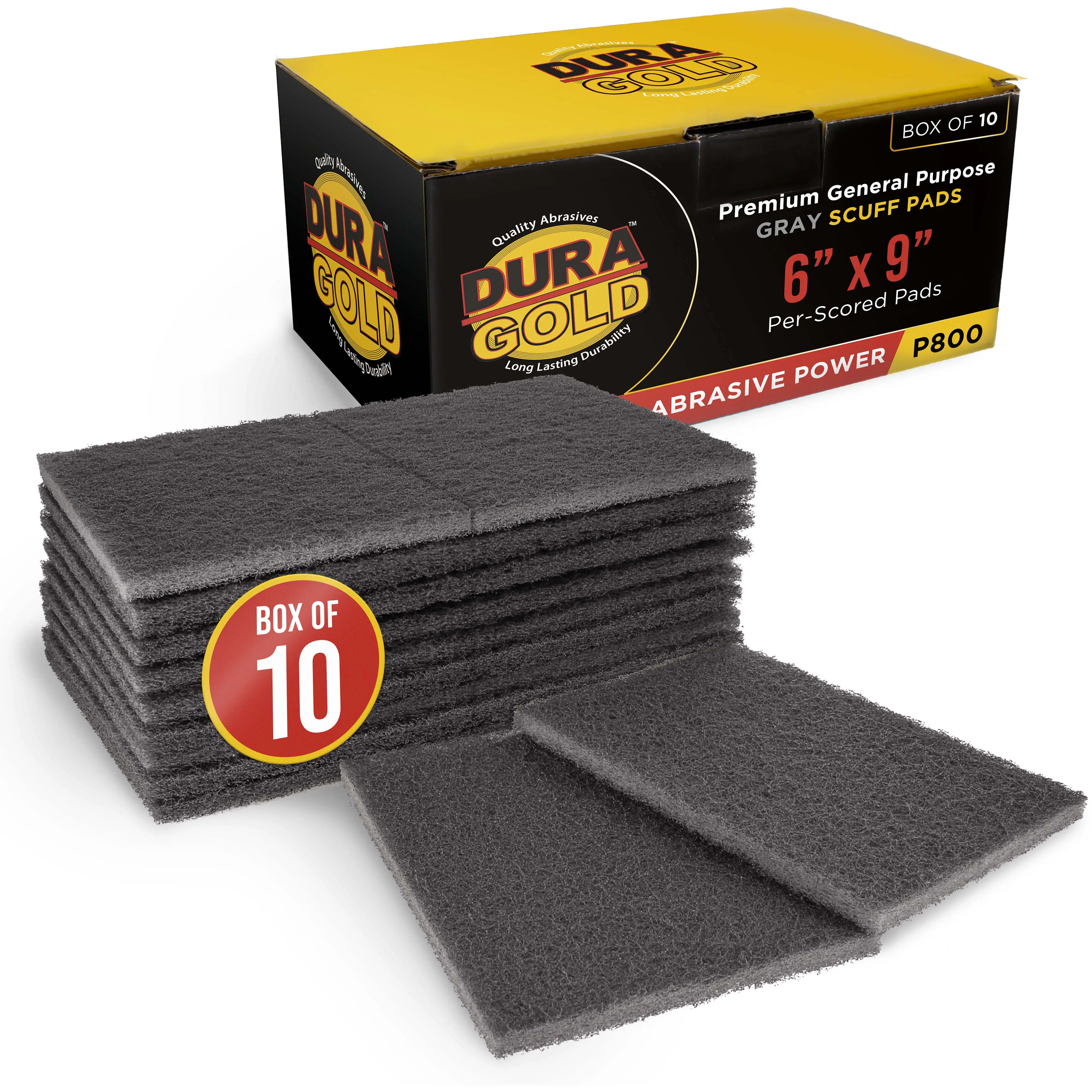 Premium 6" x 9" Gray Ultra Fine Scuff Pads, Box of 10 - Final Scuffing Sanding, Cleaning, Paint Color Blend Surface Adhesion Paint Prep Auto