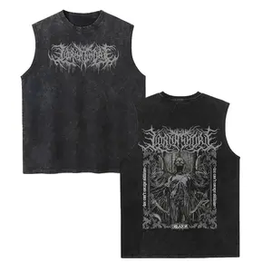 Lorna Shore Band Unisex Vintage Washed Cotton Vest, Retro Band Print Sleeveless Shirt, Casual Regular Fit, Perfect Boyfriend Gift