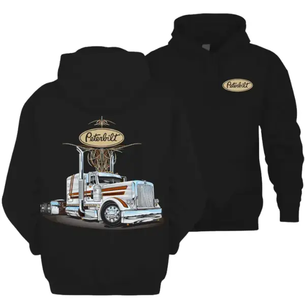 Peterbilt Semi Truck Graphic Hoodie Tshirt – Classic Peterbilt T-Shirt Style, Highway Hauler Unisex Hoodie, Retro Semi Truck Apparel, Trucker Gift Outfit