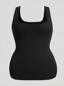 1 PC U-neck solid color sports vest, built-in bra, comfortable and breathable, suitable for summer wear casual sports vest, style Compression Shirt