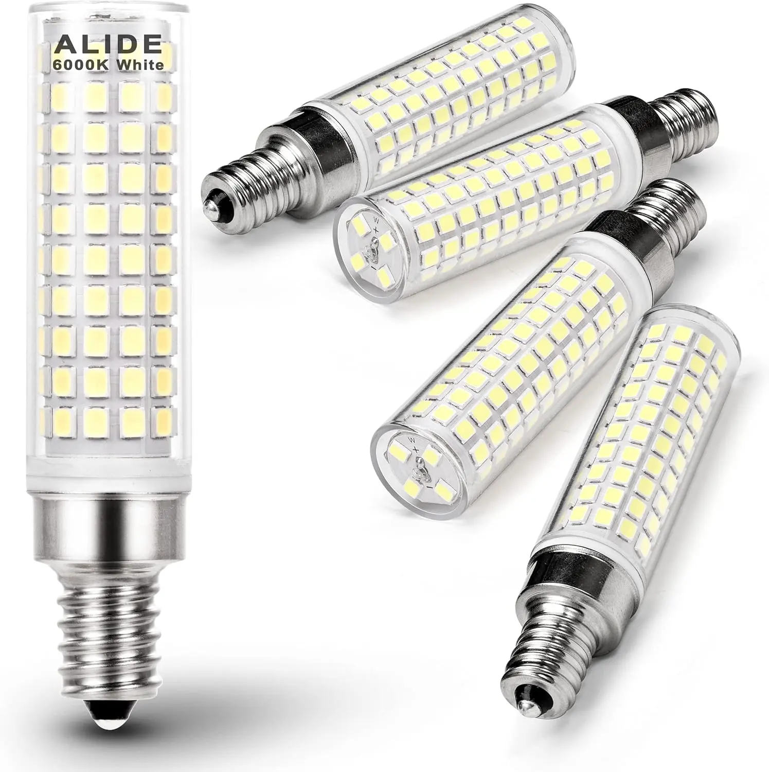 E12 C7 10W 6000K LED Candelabra Bulbs 100w Equivalent, 5Pack| E12 T6 Led Candle Light Bulbs for Ceiling Fan Pendant Chandelier Lighting Salt Lamp,1200lm Daylight White, Non-dimmable