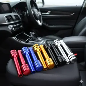 Upgrade Car Door Lock Knob, Universal Aluminum Alloy Cover for Truck & Auto, Anti-Slip Durable Pull Pin, Easy Install Interior Handle Replacement, Rust-Proof Lock Enhancer for Heavy Duty Vehicles.