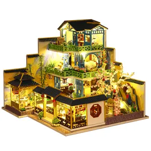 Spilay DIY Dollhouse Miniature with Wooden Furniture,DIY Dollhouse Kit Big Japanese Courtyard Model with LED & Music Box,1:24 Scale Creative Room Gift Idea for Adult Friend Lover (Yaquan Courtyard)