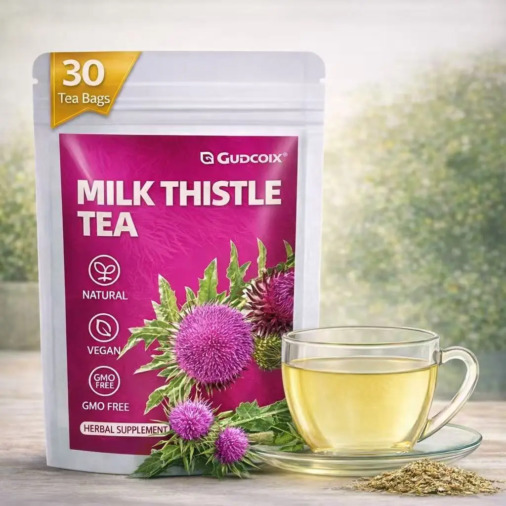 Gudcoix Milk Thistle Tea - Herbal Liver Support & Daily Detox, Natural Vegan GMO Free, 30 Tea Bags for Wellness, Beverage