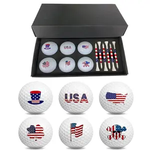 Golf Ball Set with 6 Balls and 8.3cm Golf Tees, Indoor and Outdoor Use, Perfect Gift for Holidays, Two-Layer Golf Practice Equipment