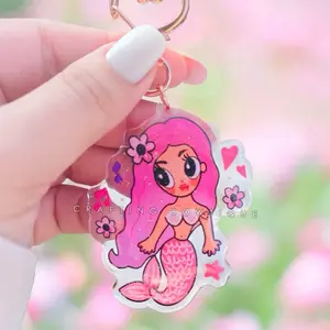 Pink sirenita key chain