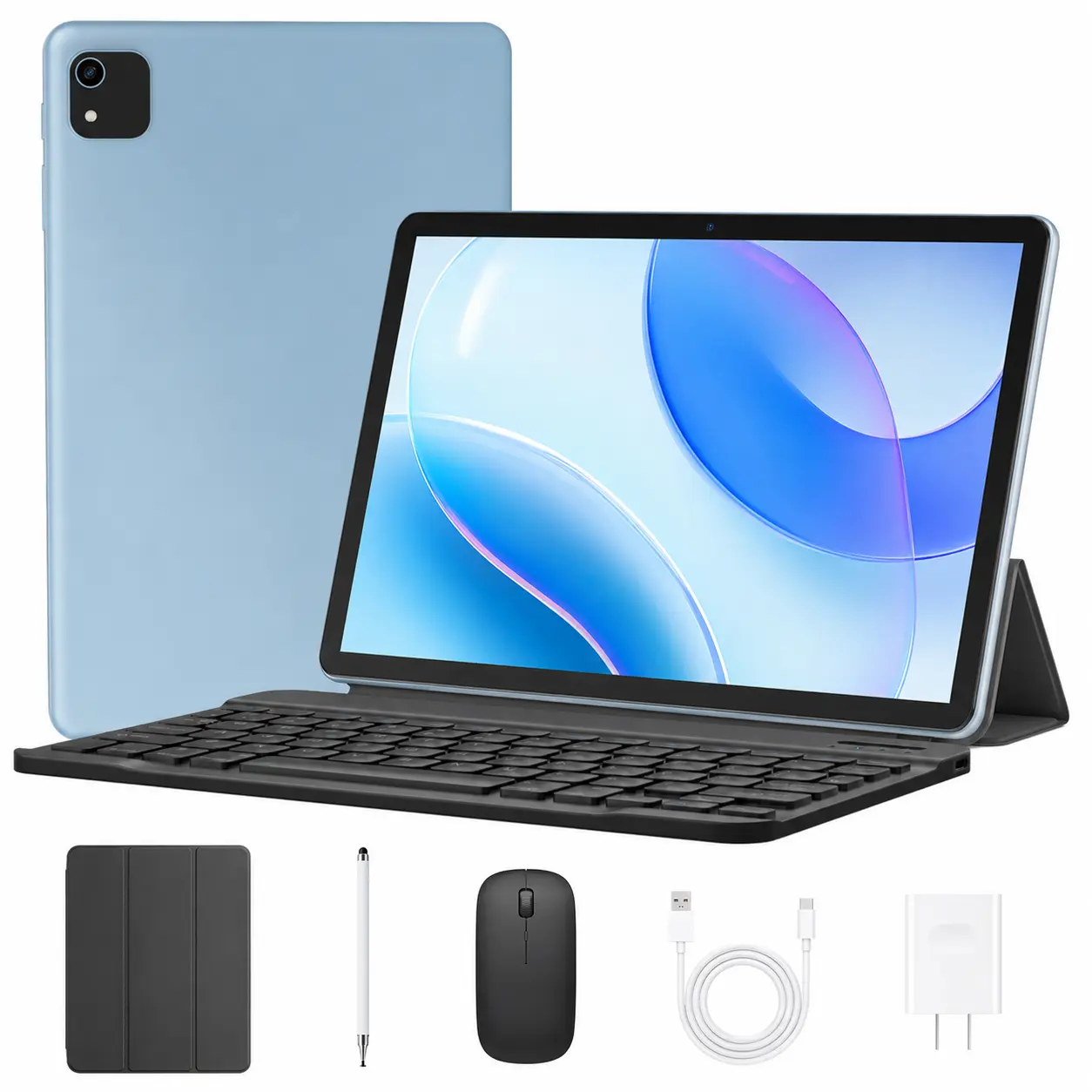 JUNINKE 10.1 Inch Android 16 Tablet with Keyboard Mouse Bundle, 24GB RAM + 64GB ROM, 2TB Expandable, WiFi 5, GMS Certified IPS Display, 2-in-1 Tablet PC for Work, Online Learning, Gaming and Entertainment
