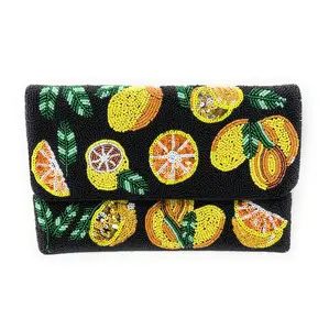 Citrus Bloom Beaded Clutch
