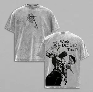 Seven Deadly Sins Escanor Oversized Tee - "Who Decided That" Pride Sin Retro Graphic Heavy Cotton Unisex Anime Streetwear Gift For Fans