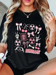 100% Cotton Retro Radiology Coquette Bow X-ray Radiologic Technologist T-Shirt