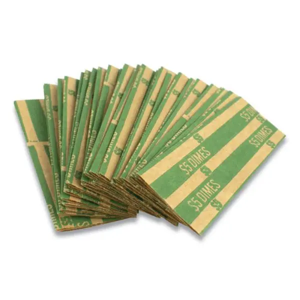 Paper Flat Tubular Coin Wraps - Tubular Shape Wraps Coins for Dimes, Office Stationery Supplies