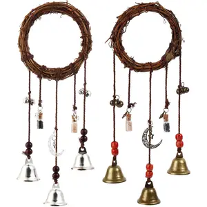 2 count  Bells for Door Knob for Protection Hanging Bell Wind Chimes  Decorative Bell for Boho  Room Witchy Decor (Classic)