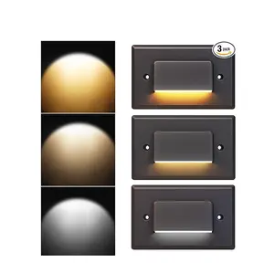 3-Pack 120V LED Step Lights Dimmable 2.5W Indoor Outdoor Stair Light 150lm Landscape Lighting 3CCT Selectable 3000K-5000K IP65 Waterproof Stairway Lighting Oil Rubbed Bronze