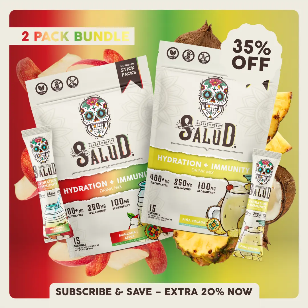 Salud 2-in-1 [Newness Duo] Agua Fresca Drink Mix, Hydration + Immunity, Electrolytes Powder, Agua Fresca Drink Mix, Elderberry, Dairy & Soy Free, Non-GMO, Gluten Free, Vegan, Low Calorie, 1g Sugar (2-Pack, 30 Servings)
