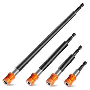 4Pcs Drill Bit Extension Set,Magnetic Drill Screwdriver Bit Holder Extender with Aluminum Sleeve,1/4 Inch Hex Shank Quick Release Bit Holder for Drill, 2-3/8", 4", 6", 12" Long