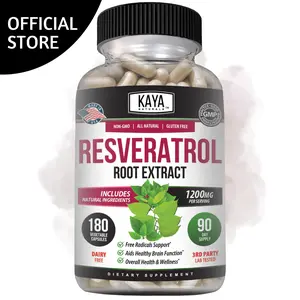 Kaya Naturals Resveratrol – Premium Resveratrol Supplement for Daily Wellness - Antioxidants with Brain Support – 180 Capsules
