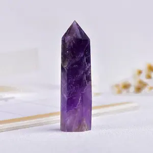 1 Piece Natural Fantasy Quartz Stone Ornament, Spiritual Therapy Chakra Healing Crystals Hexagonal Decoration for Home & Office Desktop