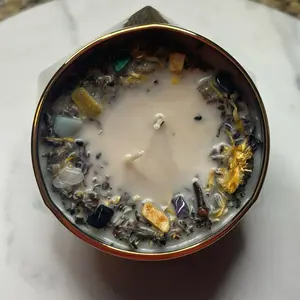 Protect Your Energy Frequency Conjure Candle (Protection Candle) premium candle dressed with herbs and flowers