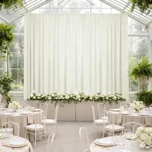 Ivory 4-Way Stretch Spandex Backdrop Curtain, Wrinkle-Free Event Drapes with Rod Pockets - 5ft x 20ft