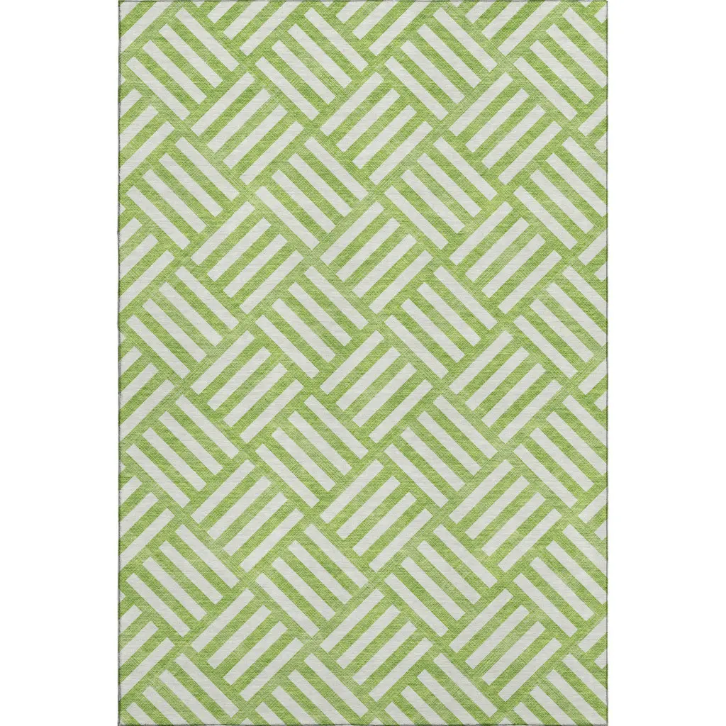 HomeRoots 652376 9x12 ft. 2-Toned Color-Block Crisscross Geometric Transitional Rectangular Area Rug - Machine-Washable, UV-Protected, Slip-Proof, Rectangular Area Rugs, Slip-Proof Area Rugs
